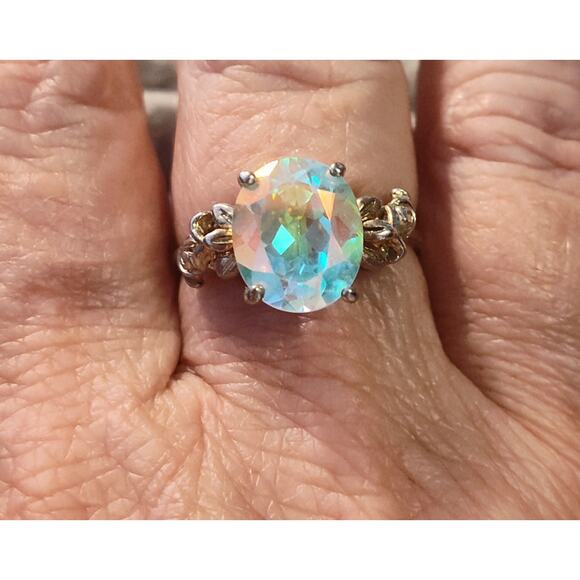 Designer Badavici Ring Size 10 925 Sterling Silver 12x10mm Tavalite Topaz - Picture 4 of 4